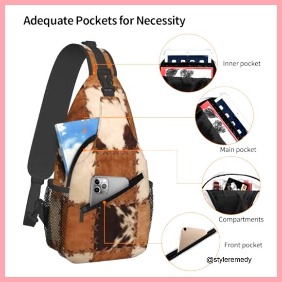 Polyester Crossbody Sling Backpack with Adjustable Padded Strap